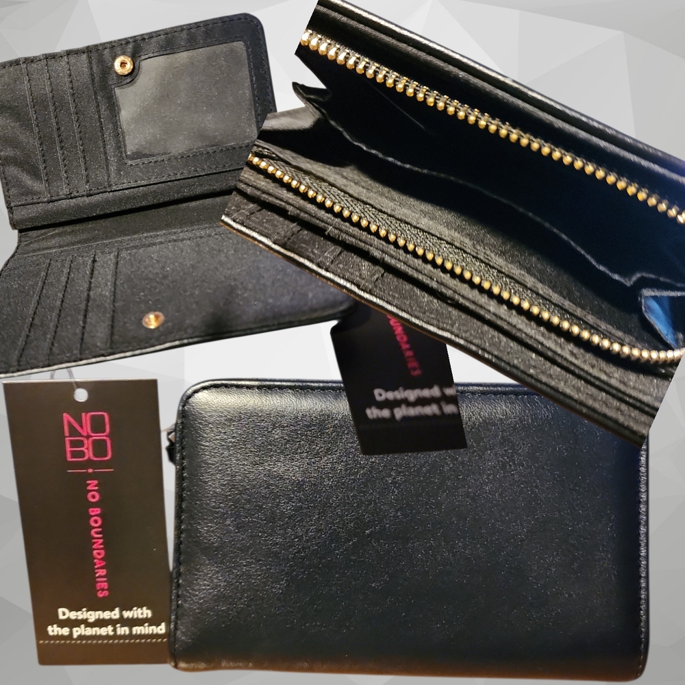 No Boundaries Black Wallet with Gold Accents